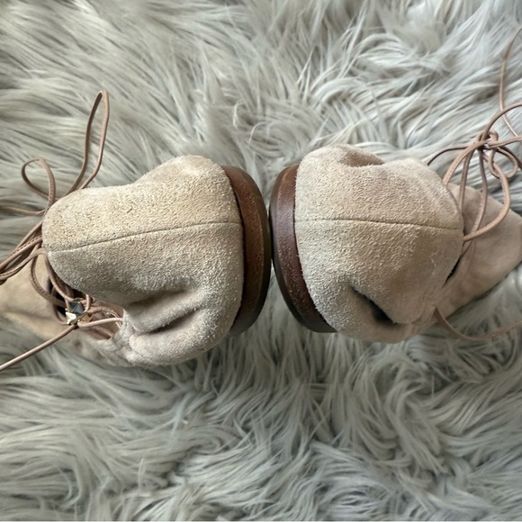 VALENTINO GARAVANI Suede Rockstud Lace-Up Ballet Flats Size 37.5 (7.5) - Picture 9 of 12